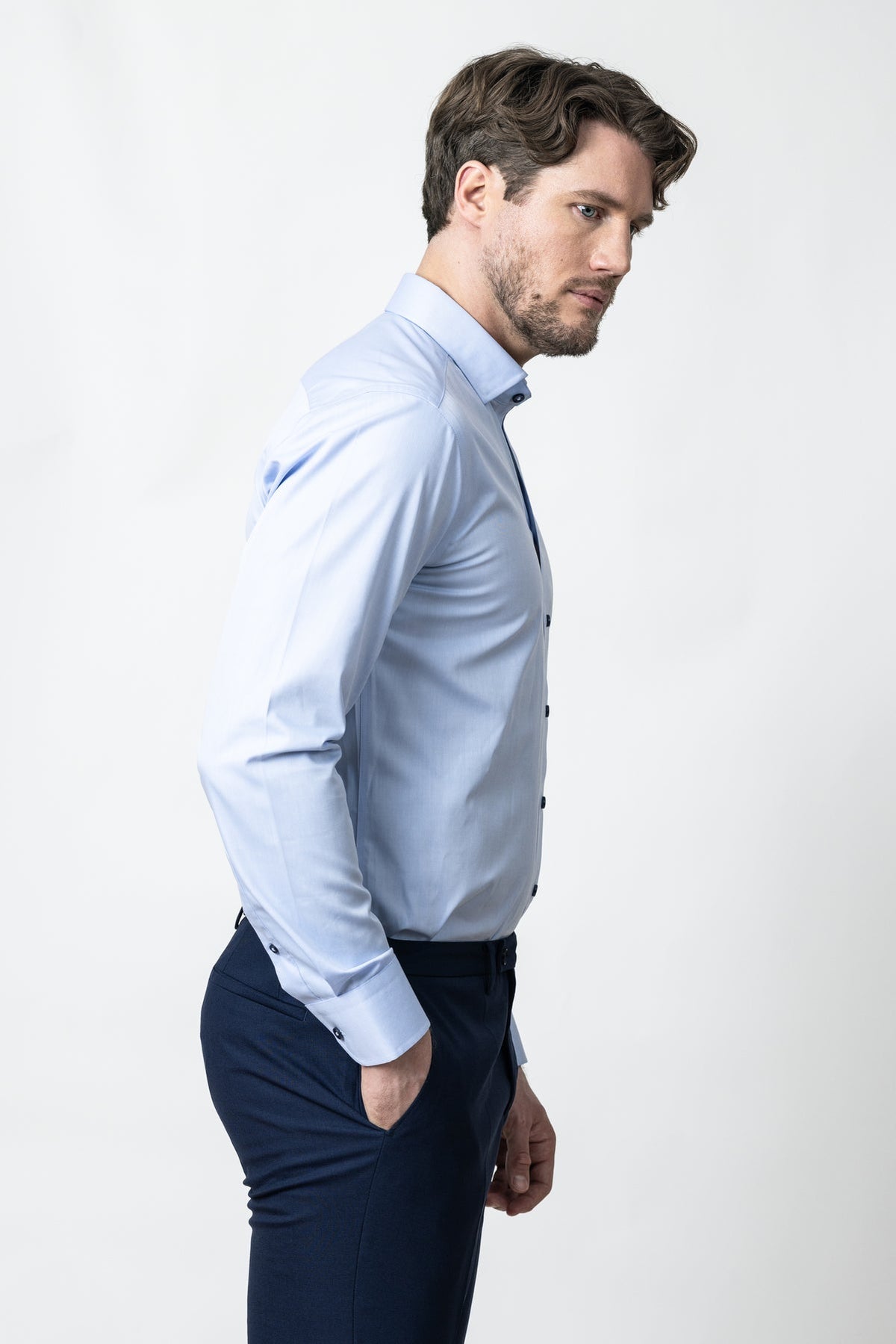 J.Harvest & Frost YB56 Twill Regular Himmelblau/Marineblau, Produktansicht
