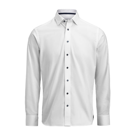 J.Harvest & Frost YB56 Twill Slim Weiss/Marineblau, Vorderansicht