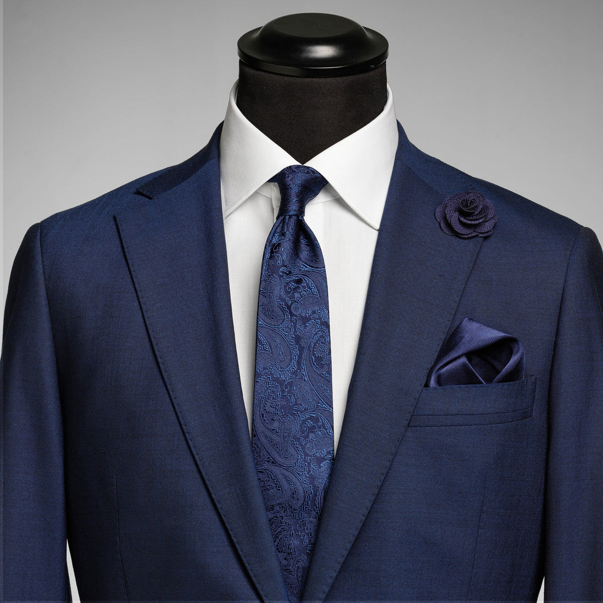 J.Harvest & Frost Giftbox Solid Paisley Tie Marineblau, Vorderansicht