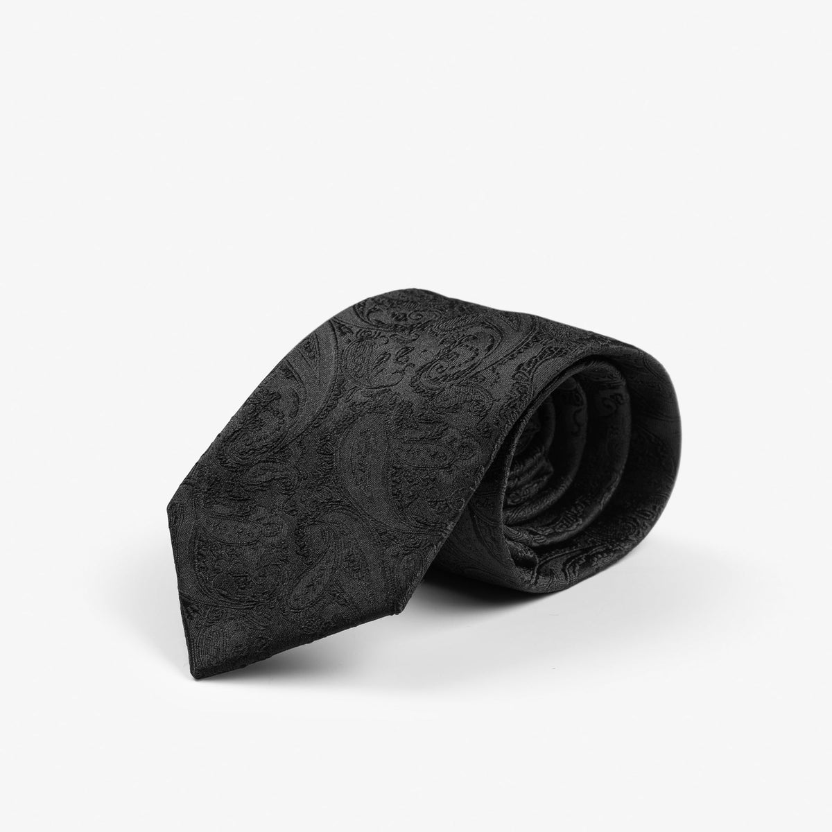 J.Harvest & Frost Giftbox Solid Paisley Tie Schwarz, Seitenansicht links