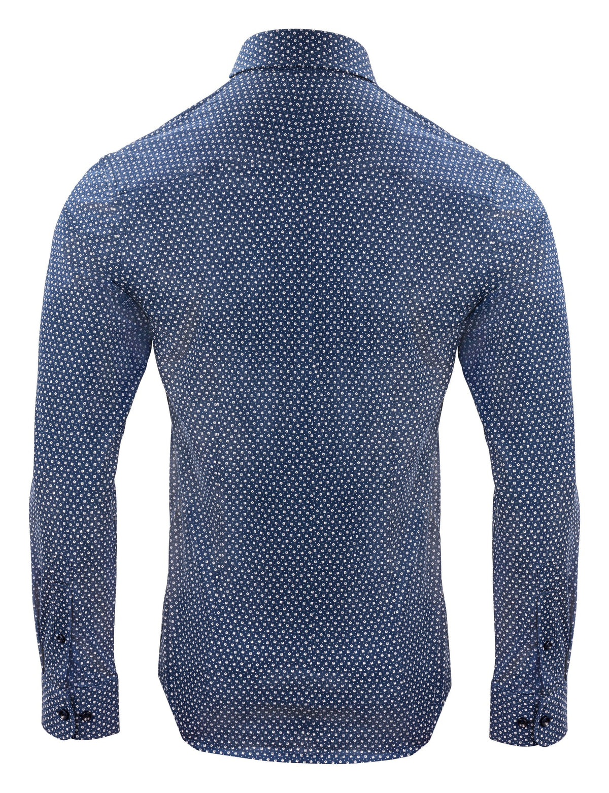 J.Harvest & Frost IB131 Pique Knit Regular Marineblau gemustert, Rückansicht