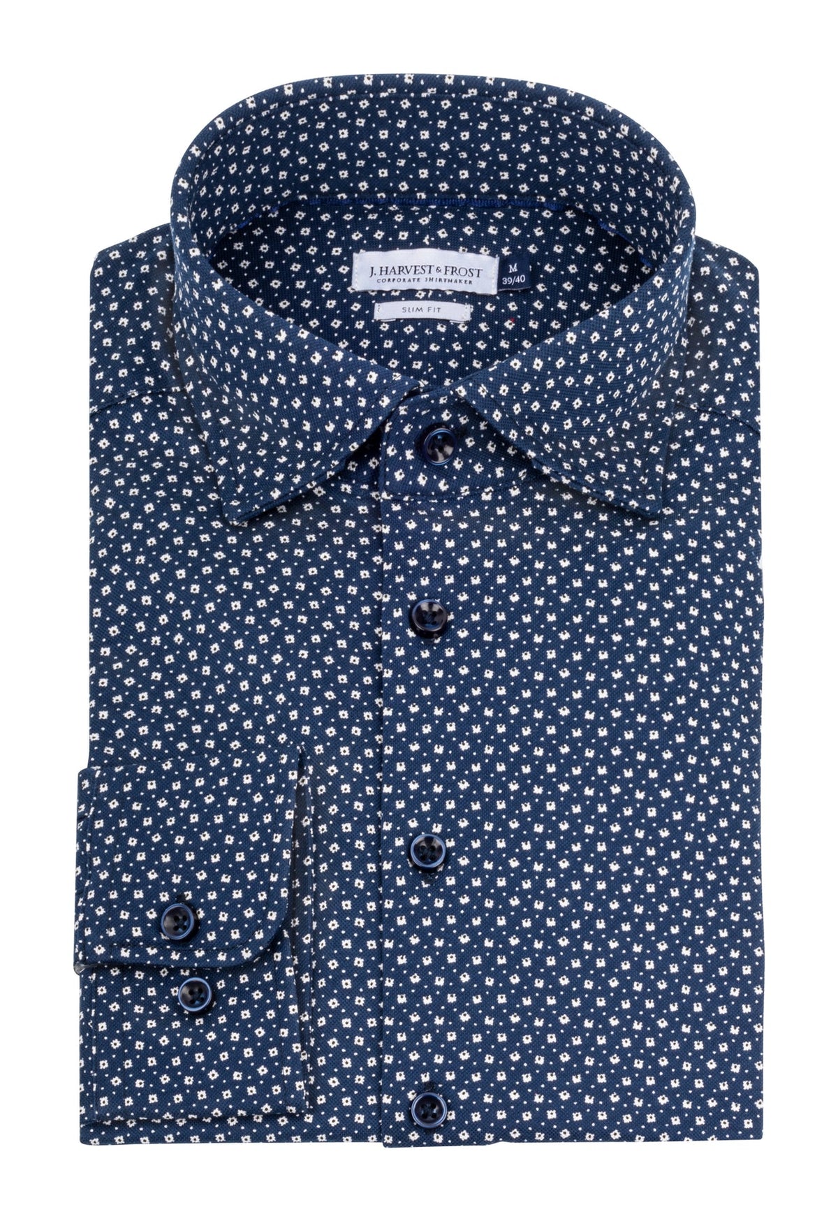 J.Harvest & Frost IB131 Pique Knit Regular Marineblau gemustert, Produktansicht