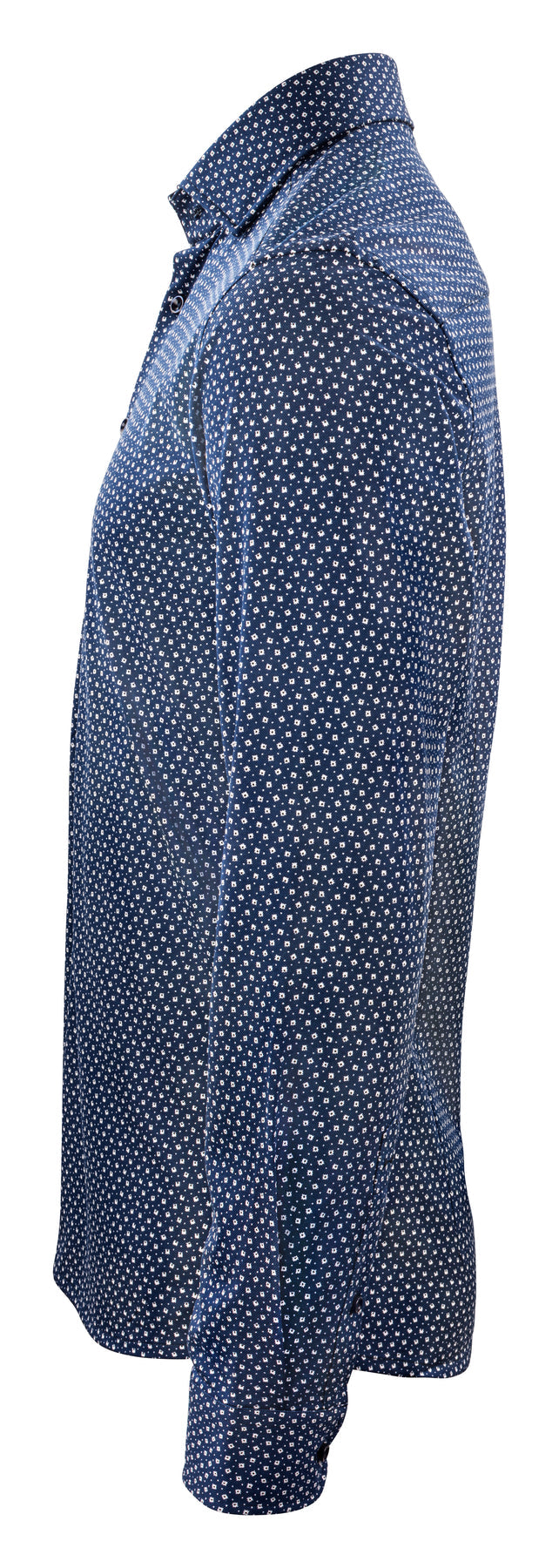 J.Harvest & Frost IB131 Pique Knit Regular Marineblau gemustert, Seitenansicht links