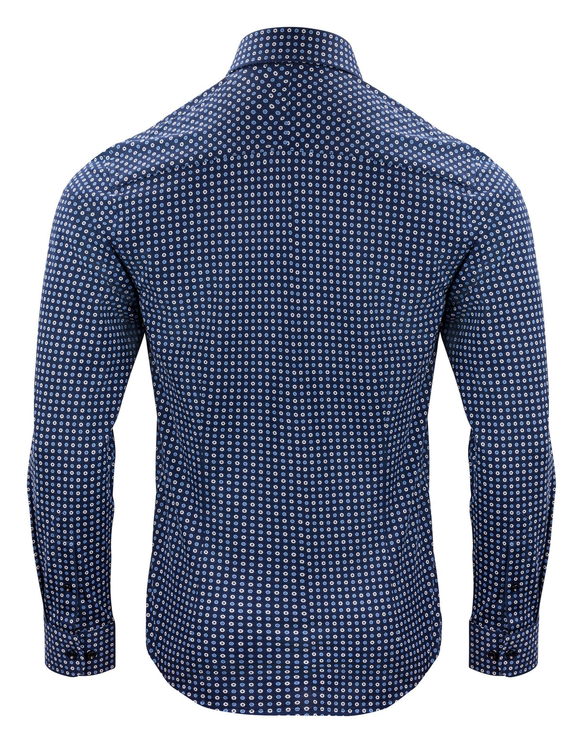 J.Harvest & Frost IB131 Pique Knit Regular Blau gemustert, Rückansicht