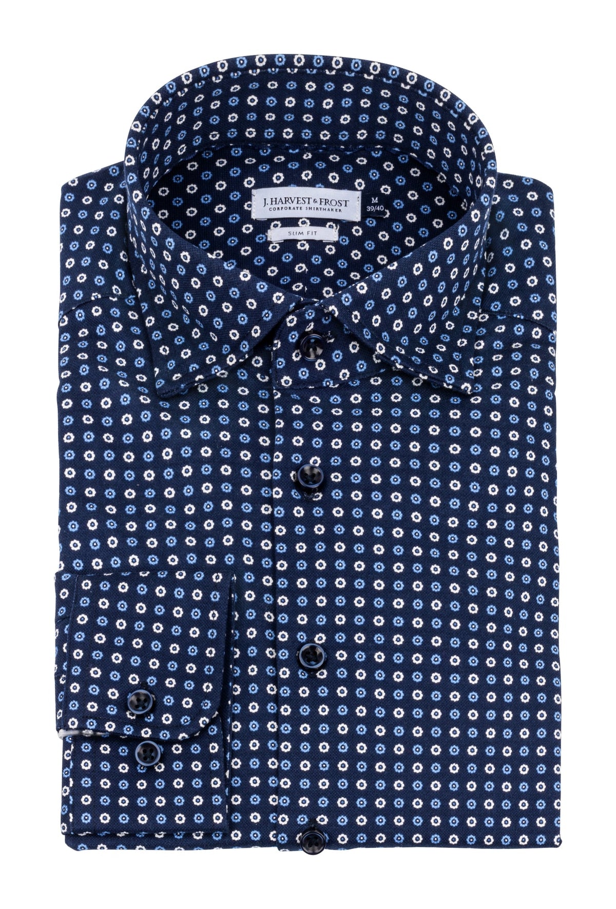 J.Harvest & Frost IB131 Pique Knit Regular Blau gemustert, Produktansicht