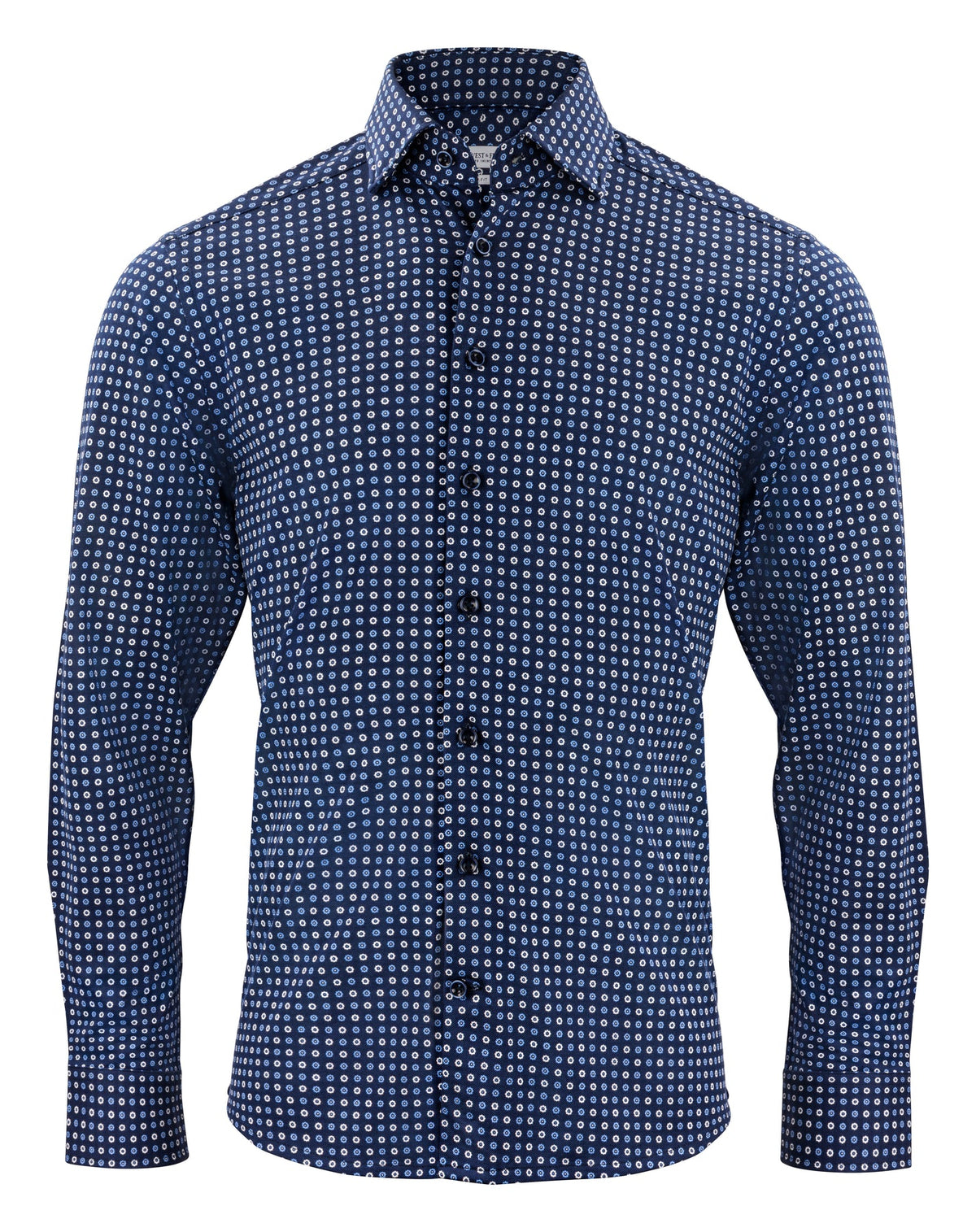 J.Harvest & Frost IB131 Pique Knit Regular Blau gemustert, Vorderansicht