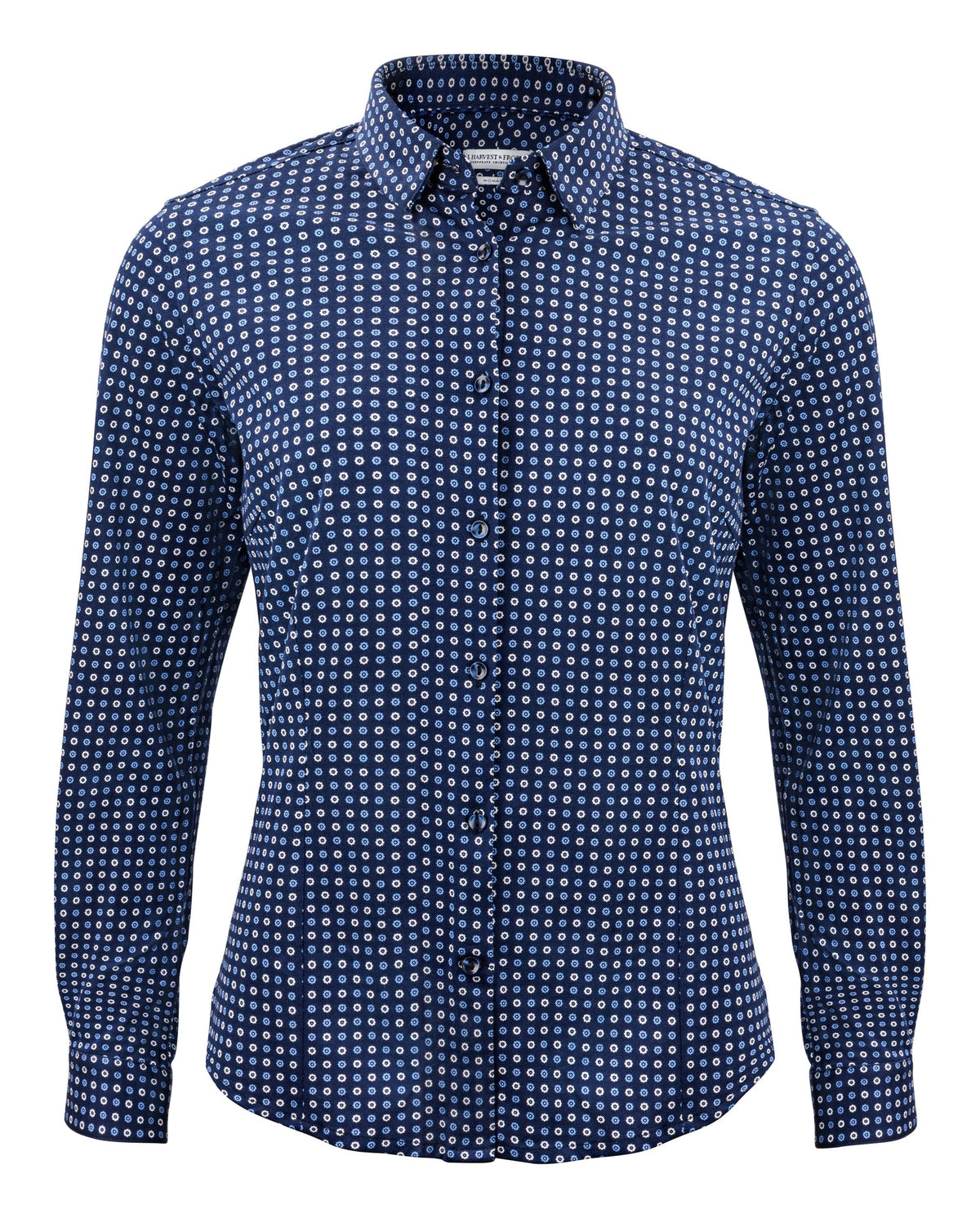 J.Harvest & Frost IB131 Pique Knit Woman Blau gemustert, Vorderansicht