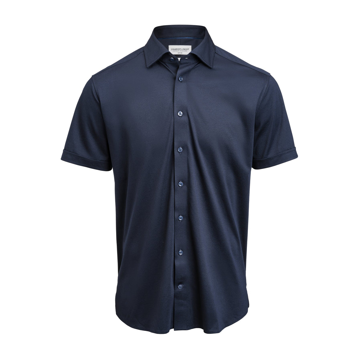 J.Harvest & Frost IB132 Interlock Knit S/S Slim Marineblau, Vorderansicht