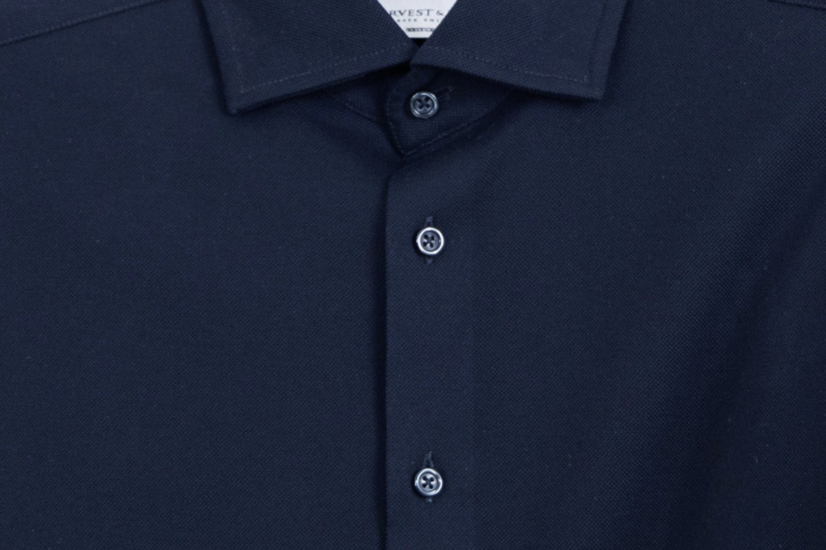 J.Harvest & Frost IB135 Pique Knit Slim Marineblau, Detailansicht