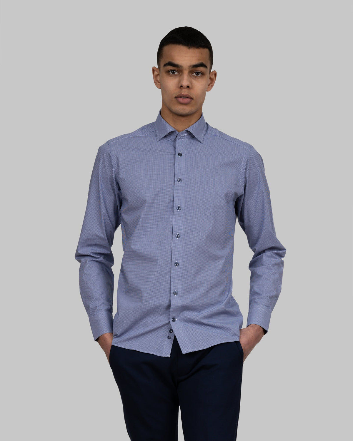 J.Harvest & Frost Purple Bow 141 Slim Fit Marineblau kariert, Produktansicht