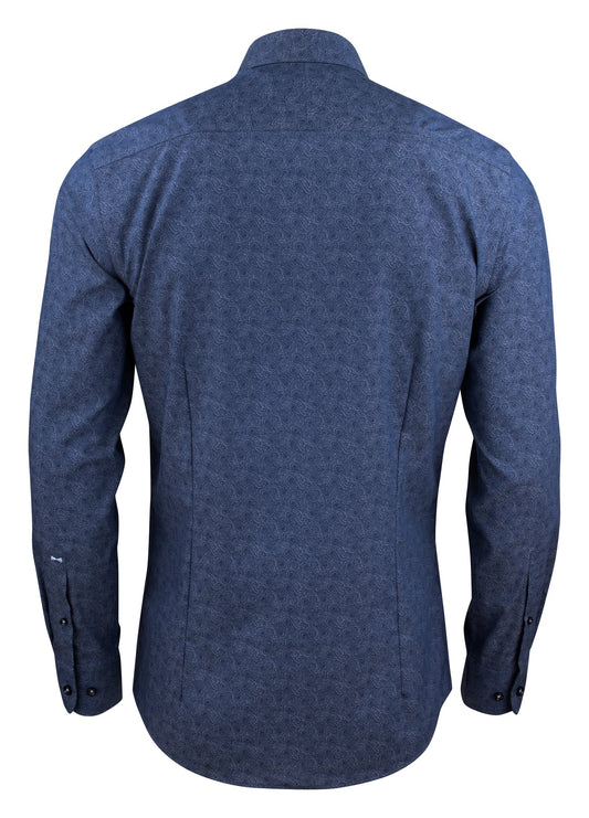 J.Harvest & Frost PB143 Twill Slim Indigo Paisley, Rückansicht