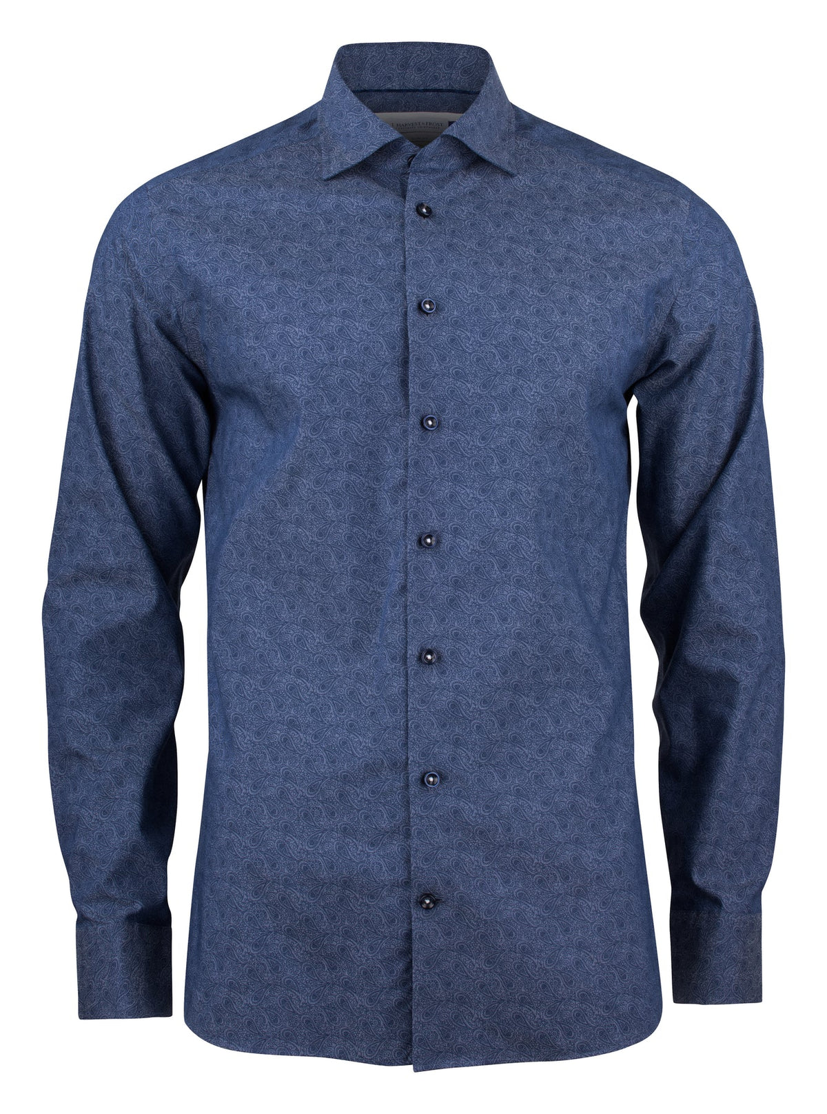 J.Harvest & Frost PB143 Twill Slim Indigo Paisley, Vorderansicht