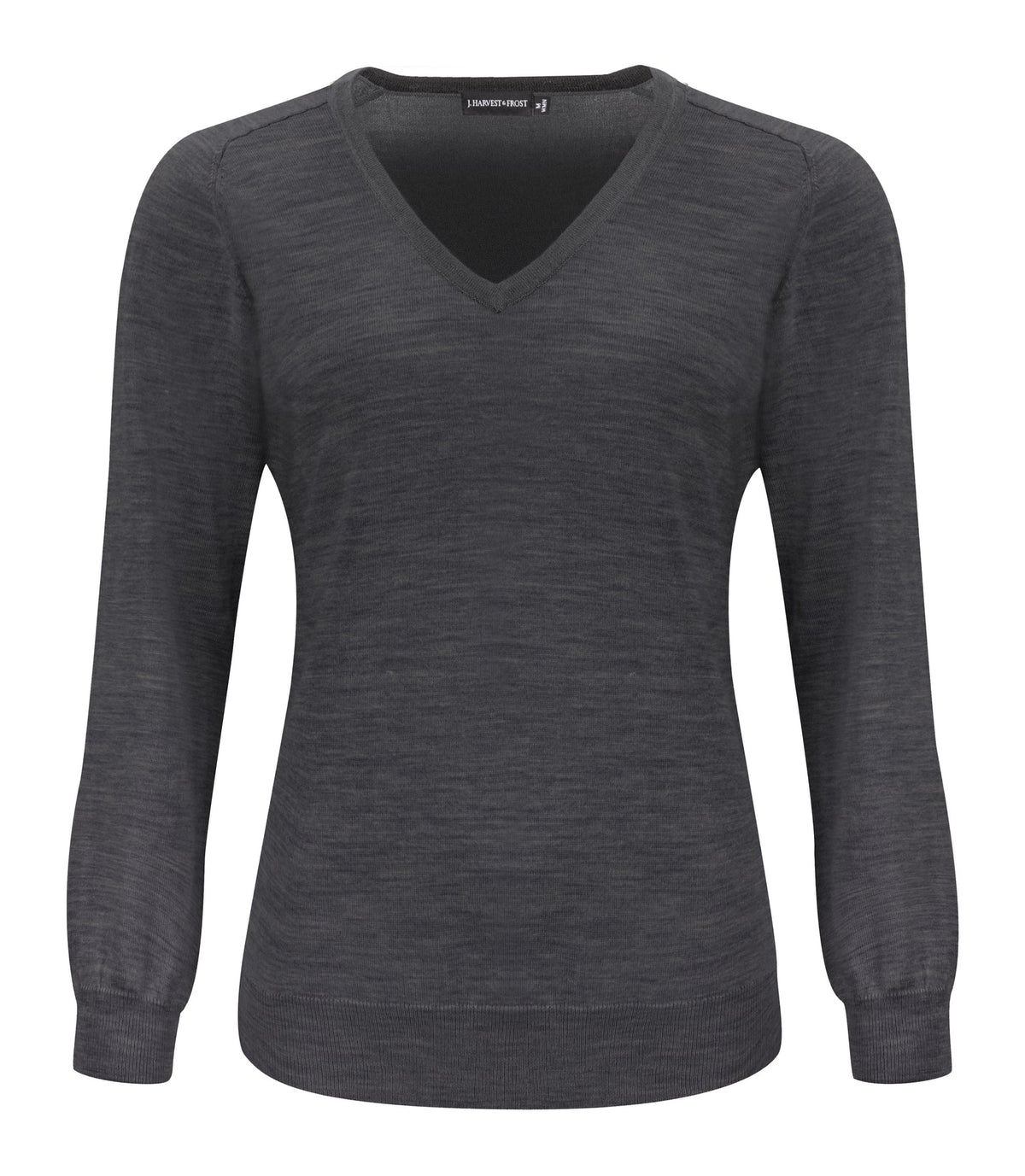 J.Harvest & Frost Merino V Woman Grau meliert, Vorderansicht