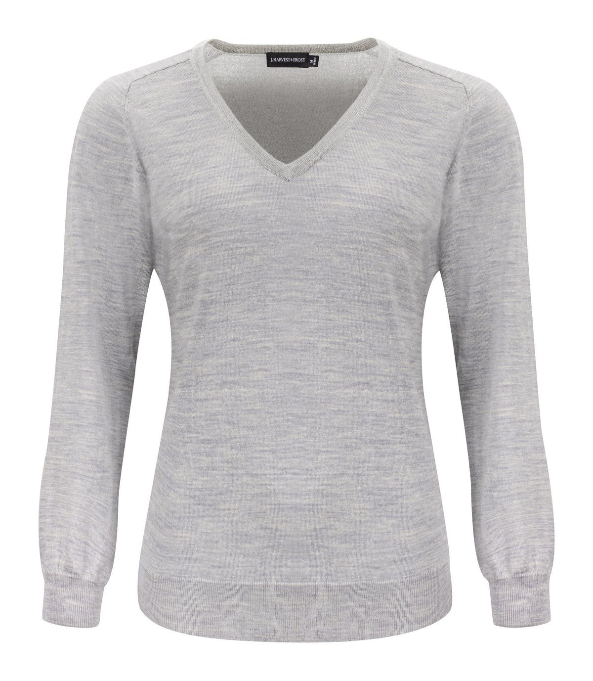 J.Harvest & Frost Merino V Woman Hellgrau meliert, Vorderansicht
