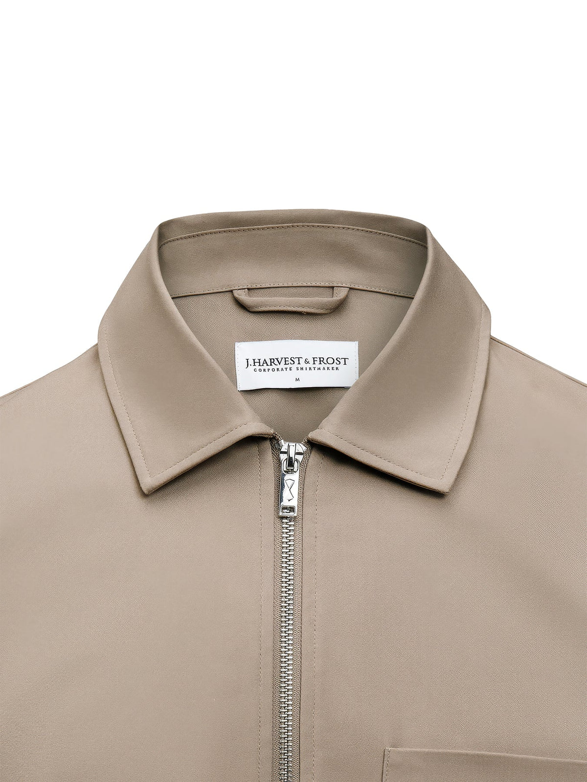 J.Harvest & Frost Modern Zip Overshirt Walnuss, Detailansicht