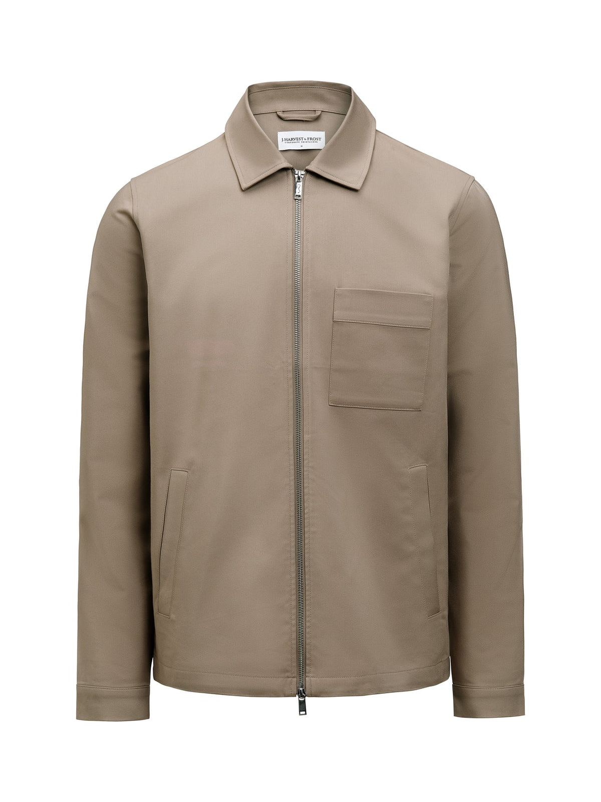 J.Harvest & Frost Modern Zip Overshirt Walnuss, Vorderansicht