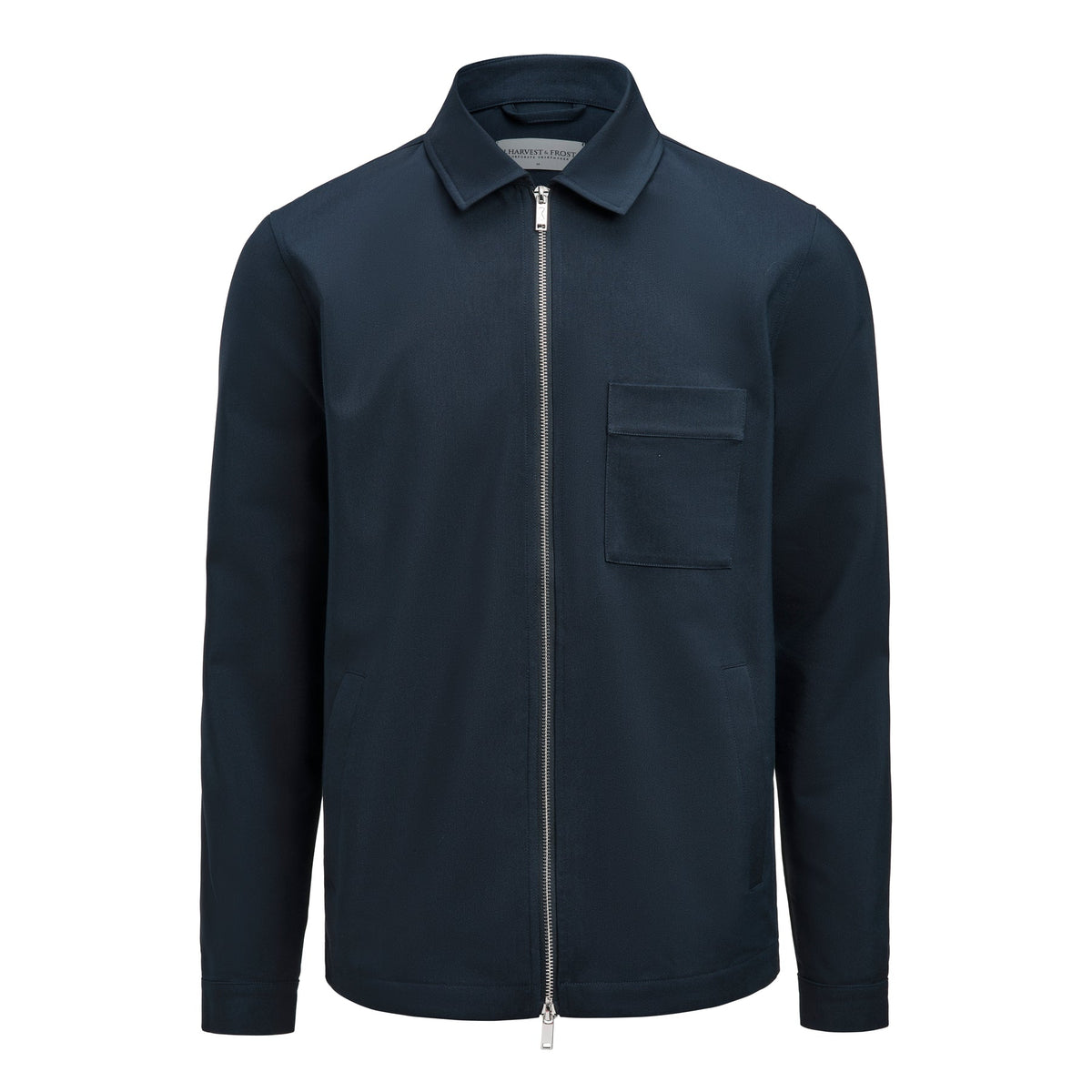 J.Harvest & Frost Modern Zip Overshirt Marineblau, Vorderansicht
