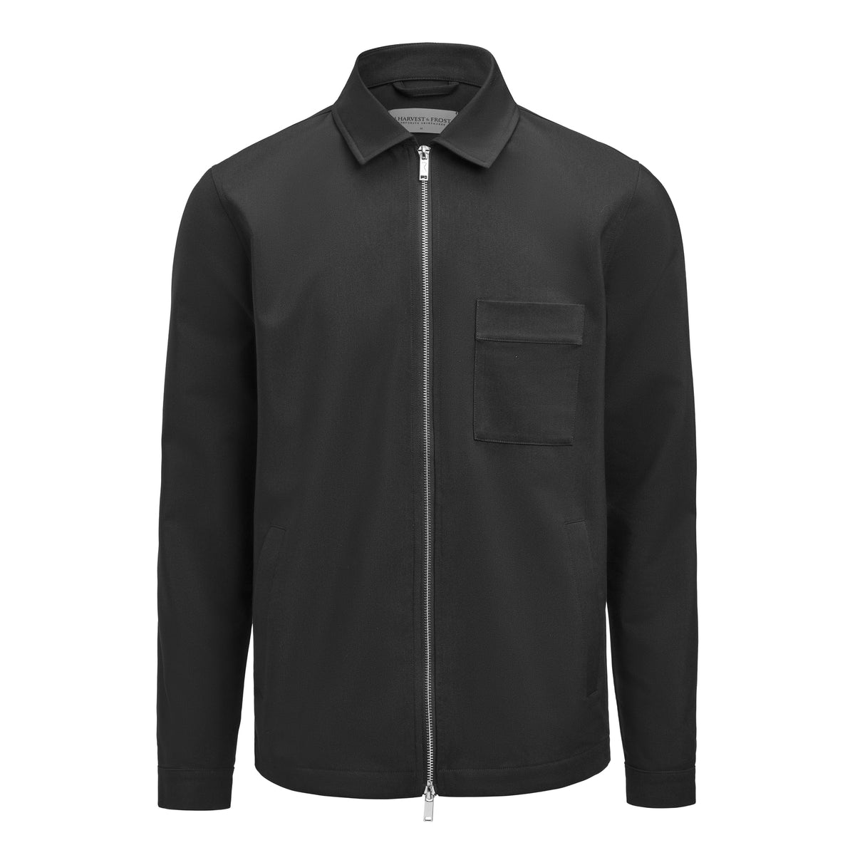 J.Harvest & Frost Modern Zip Overshirt Schwarz, Vorderansicht