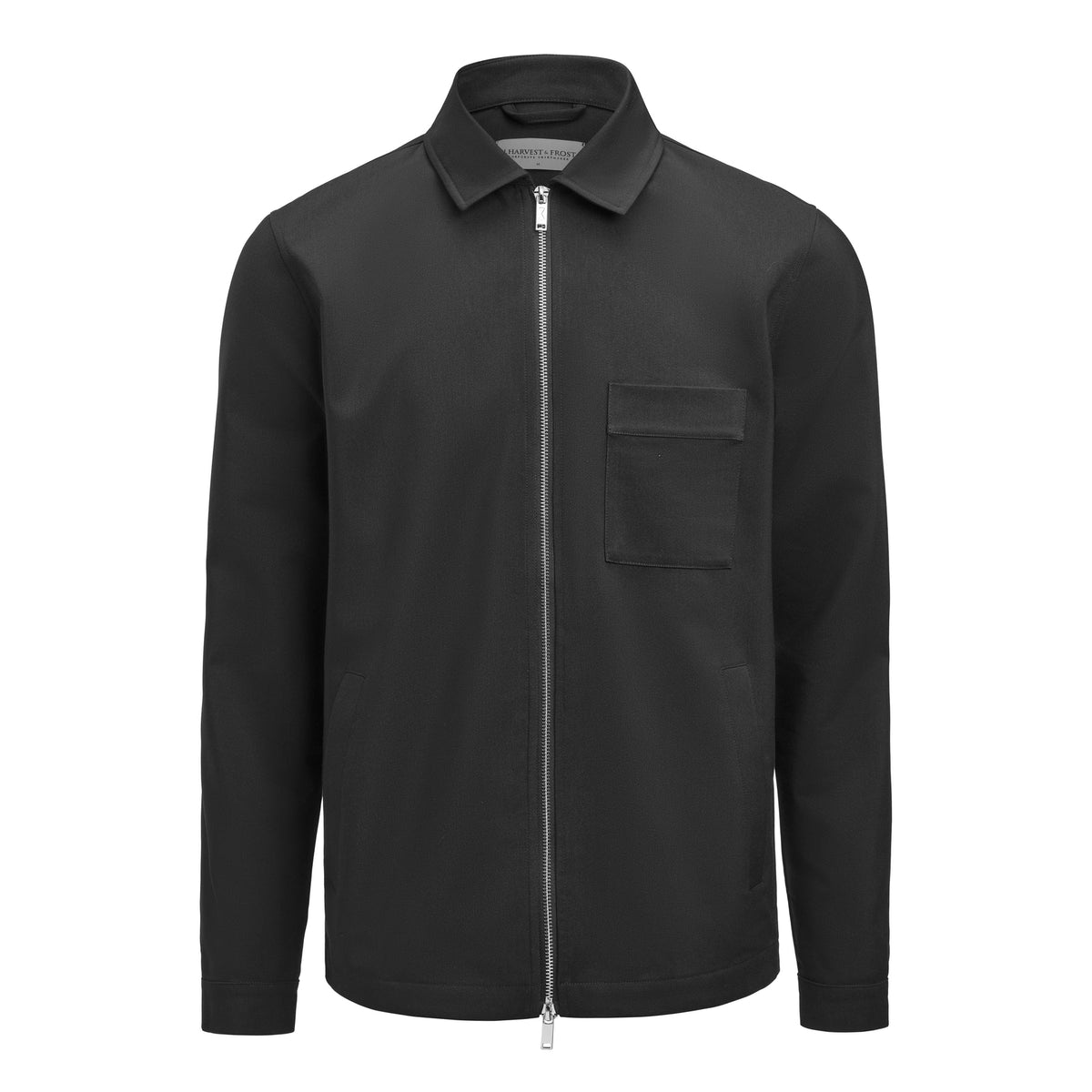 J.Harvest & Frost Modern Zip Overshirt Schwarz, Vorderansicht