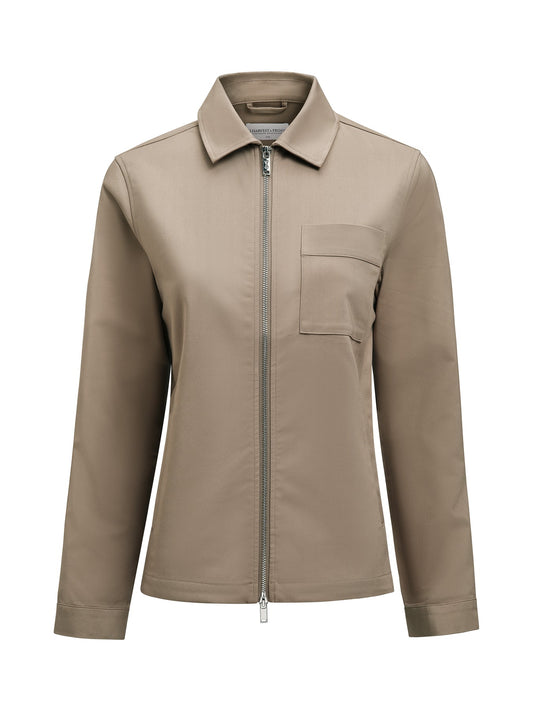 J.Harvest & Frost Modern Zip Overshirt Woman Walnuss, Vorderansicht