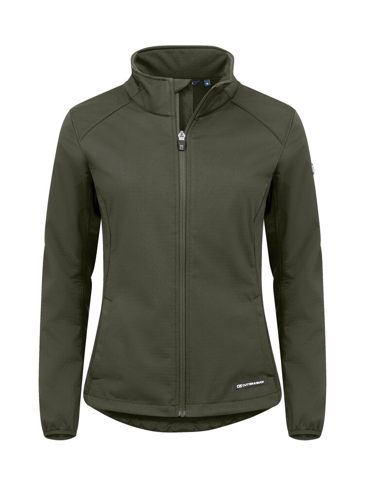 Cutter & Buck Oak Harbor Softshelljacke Damen Dunkel Grün, Vorderansicht