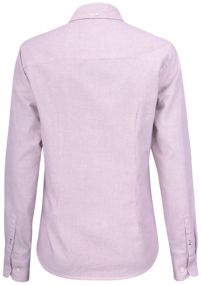 Cutter & Buck Belfair Oxford Bluse Damen Rosa mit weissem Streifen, Rückansicht
