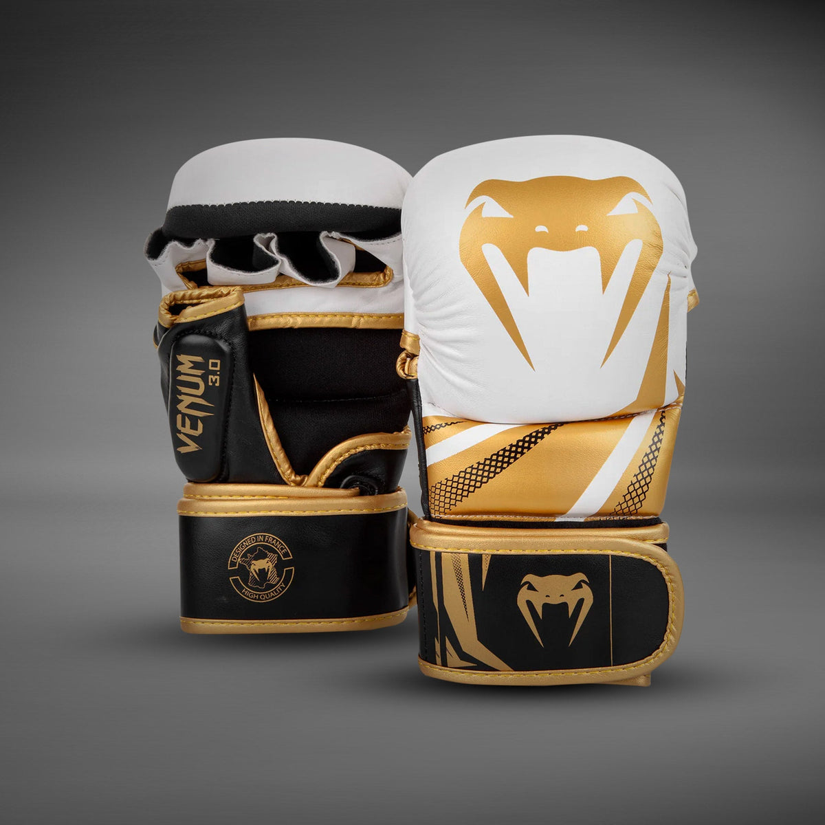 Venum Challenger 3.0 MMA Handschuhe in Weiss-Schwarz-Gold, Bild des Herstellers