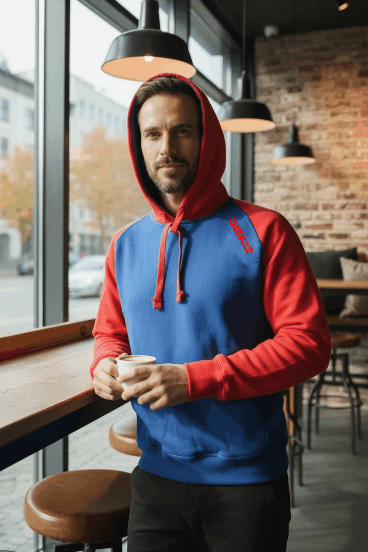 44er Hoody Rot/Blau, Vorderansicht