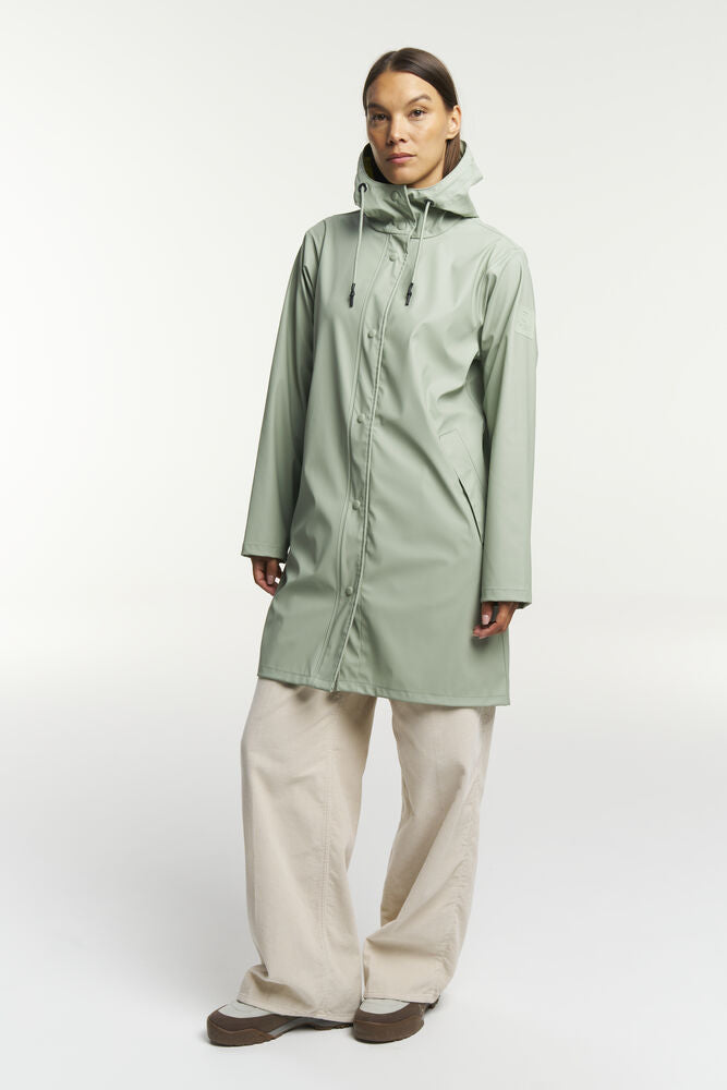 Tenson Apelviken PU Coat Damen in Graugrün (664), getragen