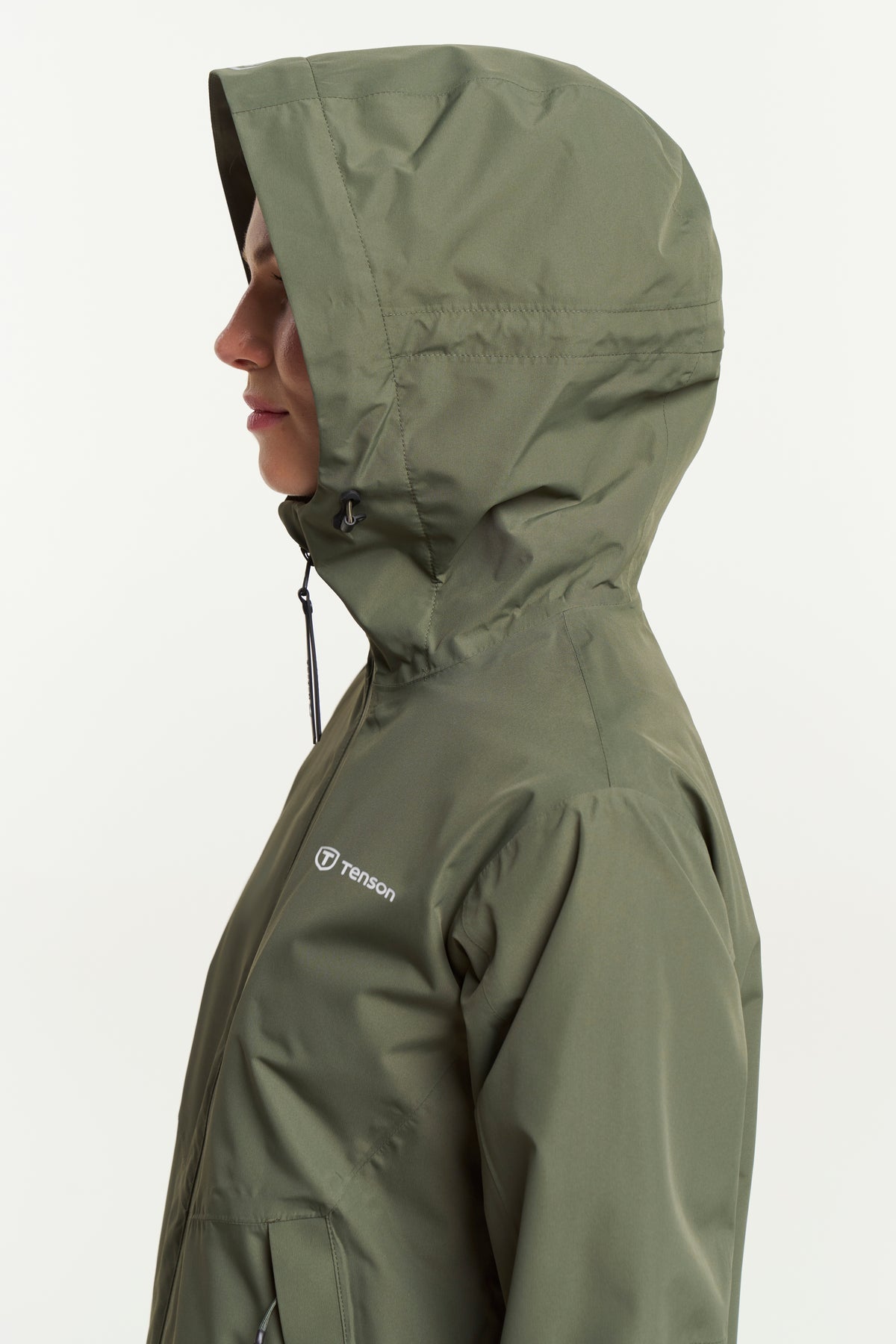Tenson Winga Rain Jacket Women Dunkelolivgrün, Seitenansicht links