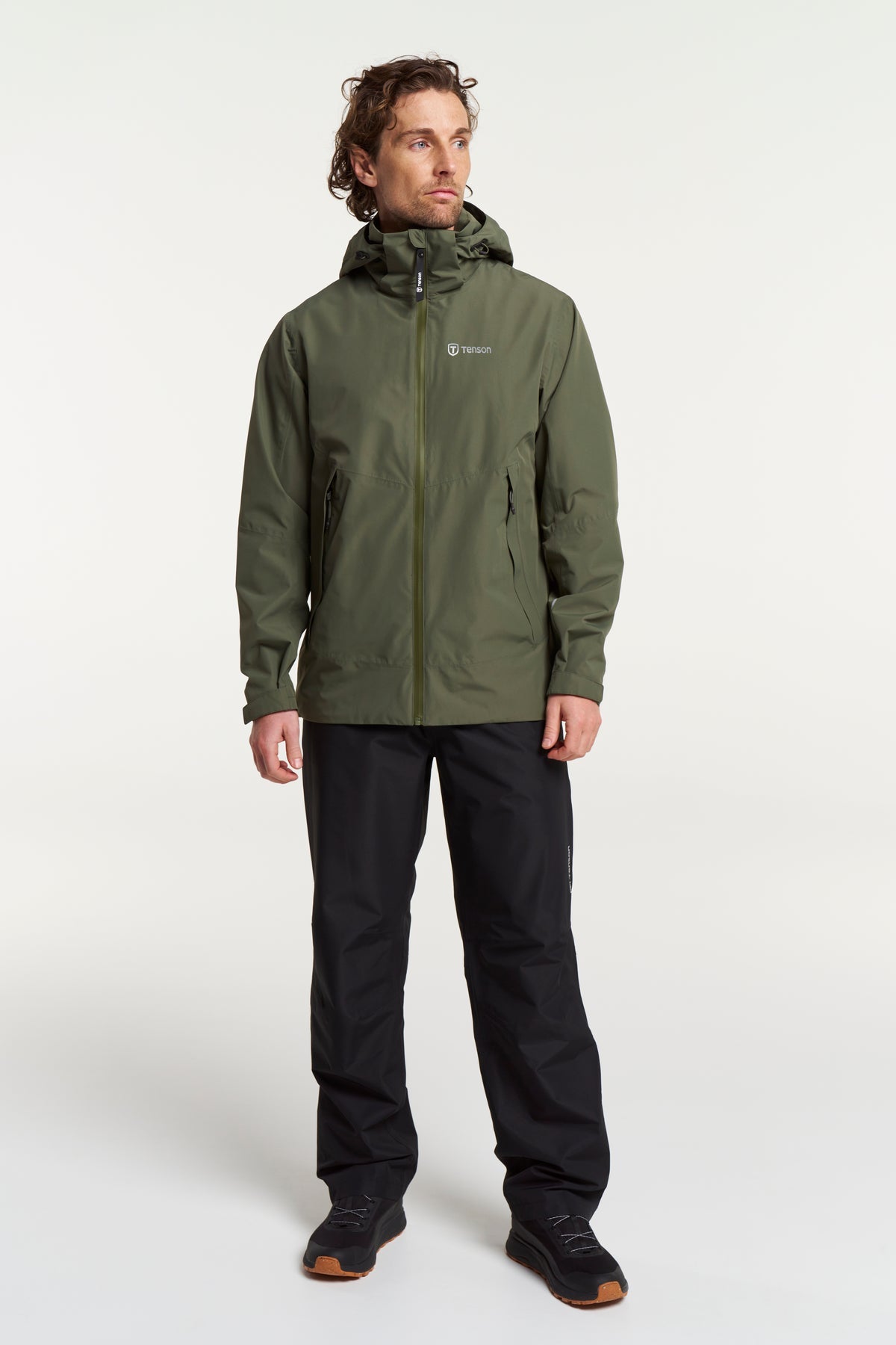 Tenson Winga Rain Jacket Men Dunkelolivgrün, Produktansicht