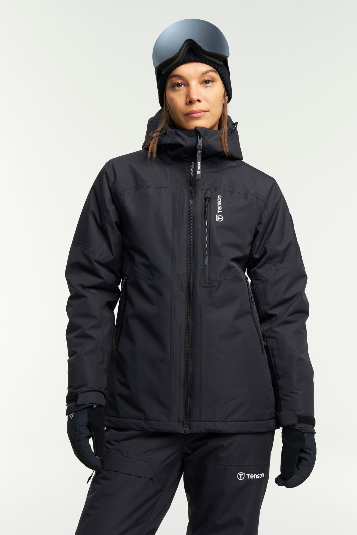 Tenson Niseko Ski Jacket Women Schwarz, Vorderansicht