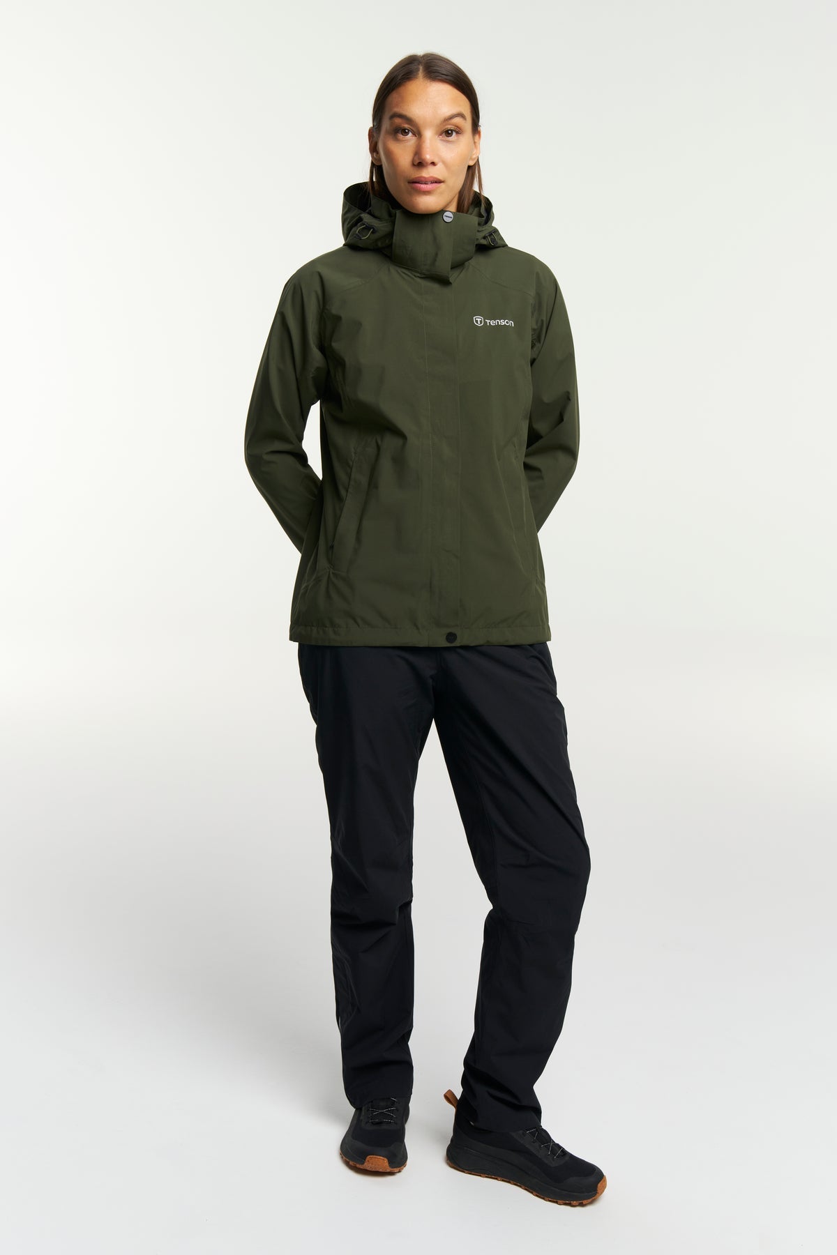 Tenson Biscaya Storm Rain Jacket Women Dunkelolivgrün, Produktansicht