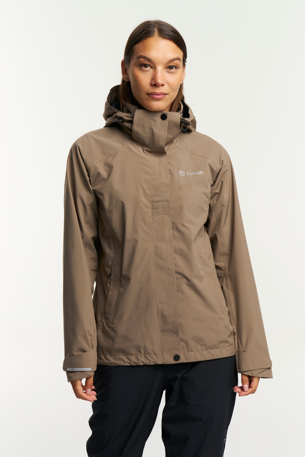 Tenson Biscaya Storm Rain Jacket Women Braun, Produktansicht