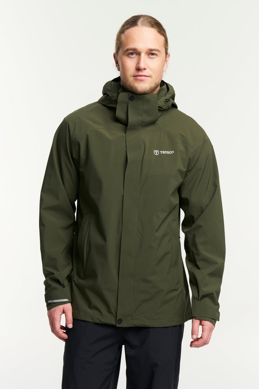 Tenson Biscaya Storm Rain Jacket Men Dunkelolivgrün, Produktansicht