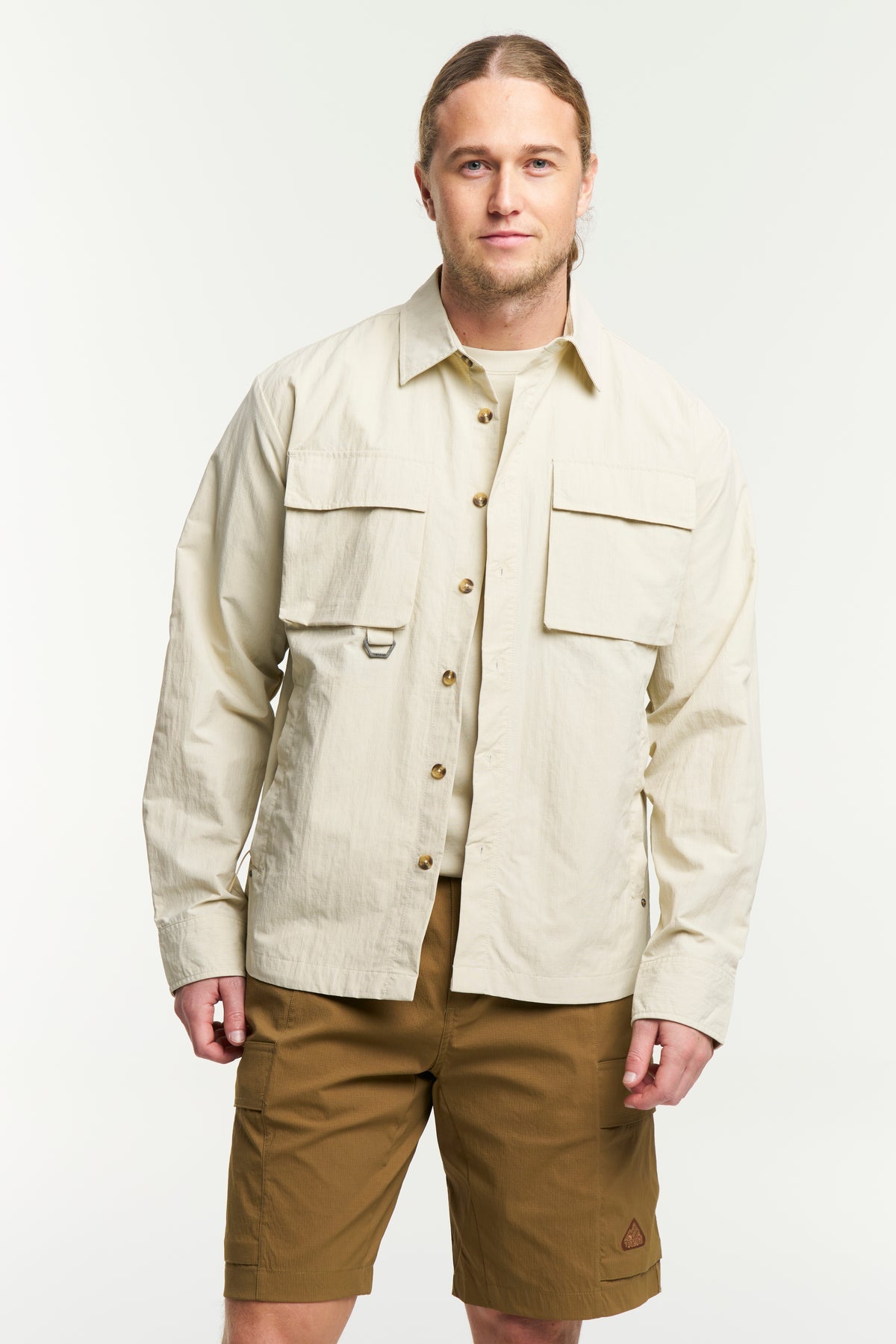 Tenson Camper Overshirt Men Hellbeige, Vorderansicht