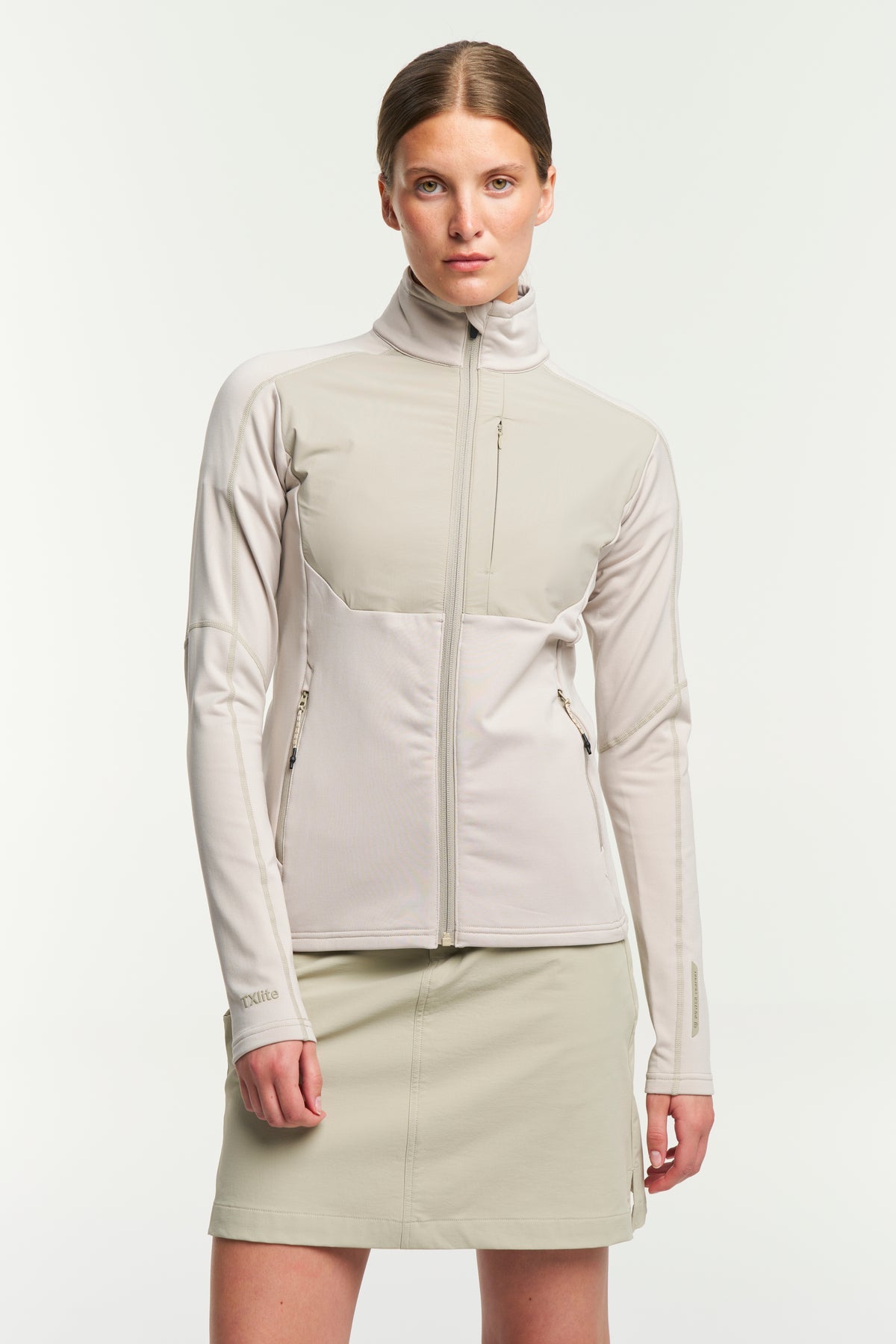 Tenson TXlite Windblock Hybrid Zip Women Sand, Vorderansicht