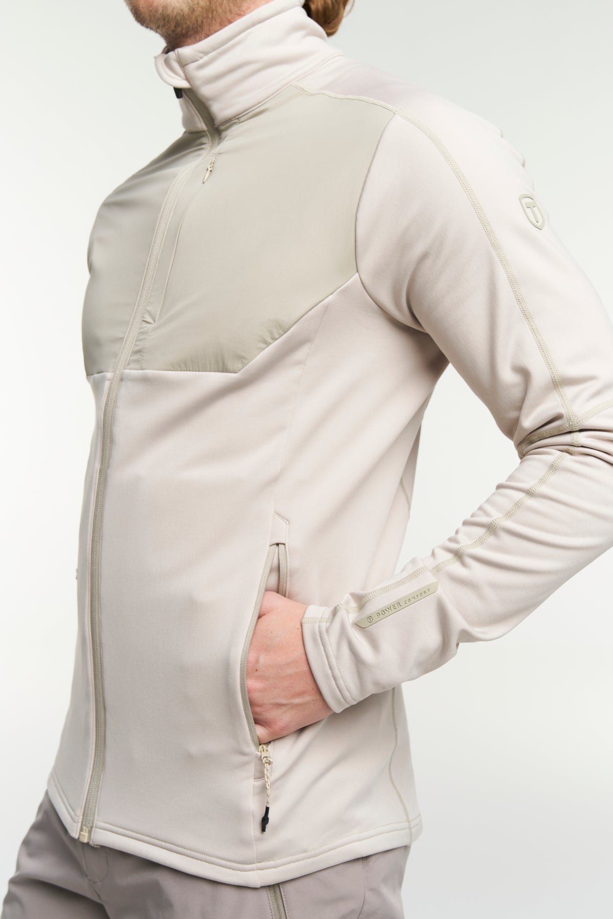 Tenson TXlite Windblock Hybrid Zip Men Sand, Produktansicht