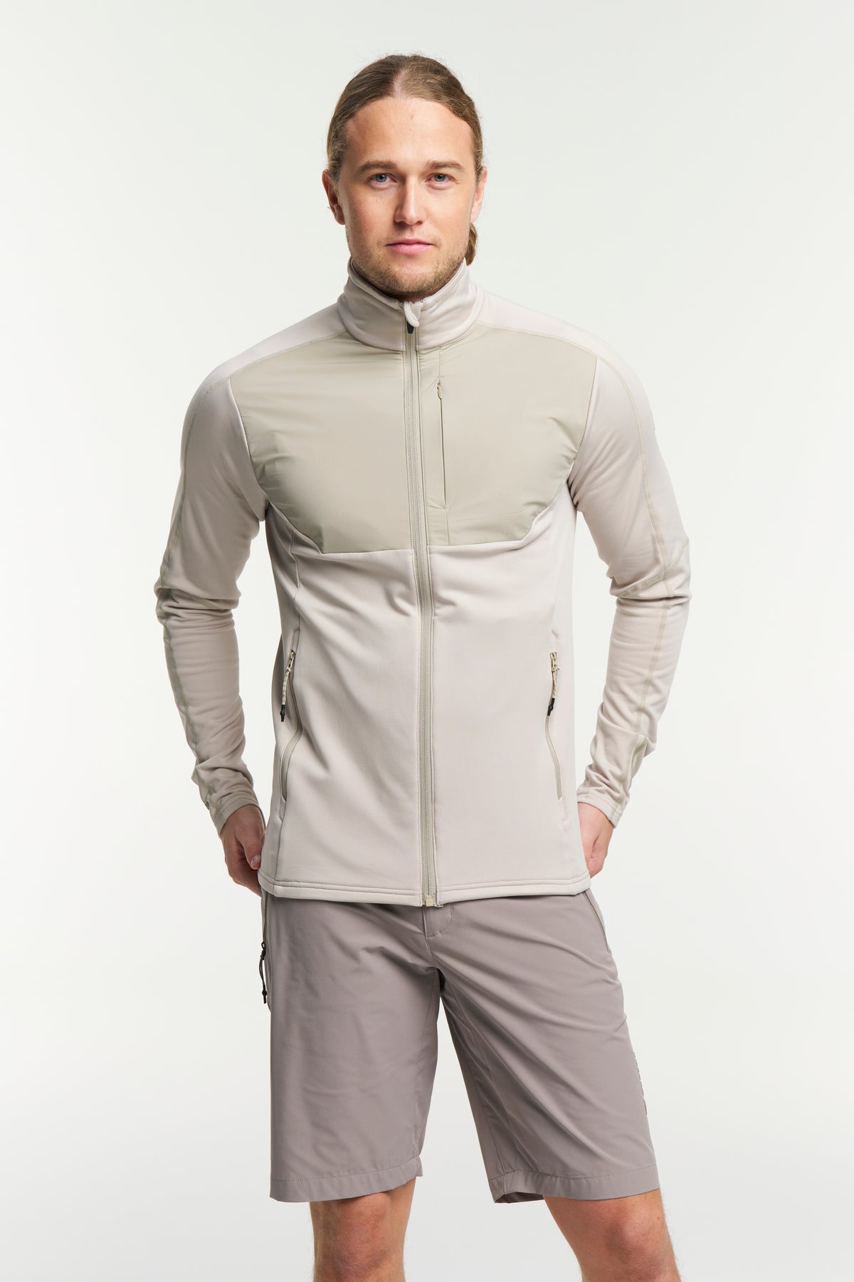 Tenson TXlite Windblock Hybrid Zip Men Sand, Vorderansicht