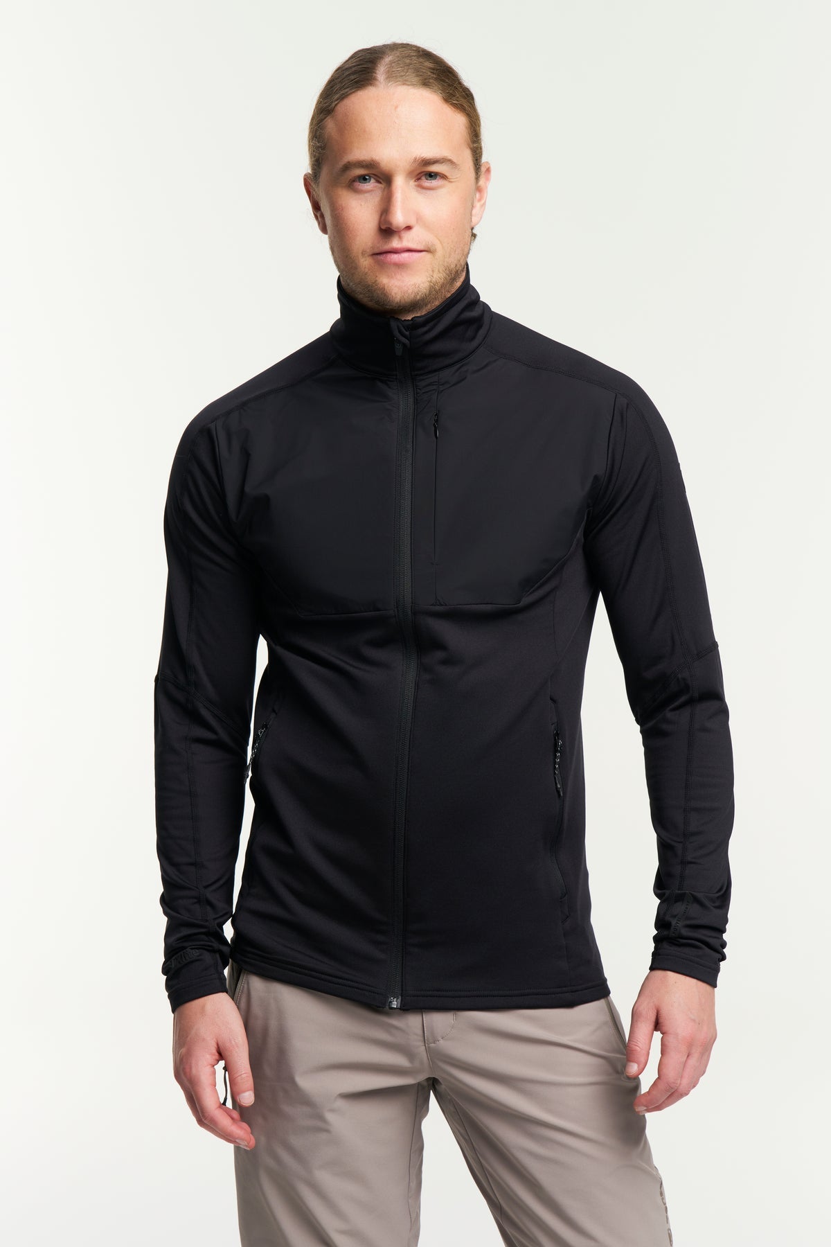 Tenson TXlite Windblock Hybrid Zip Men Schwarz, Vorderansicht
