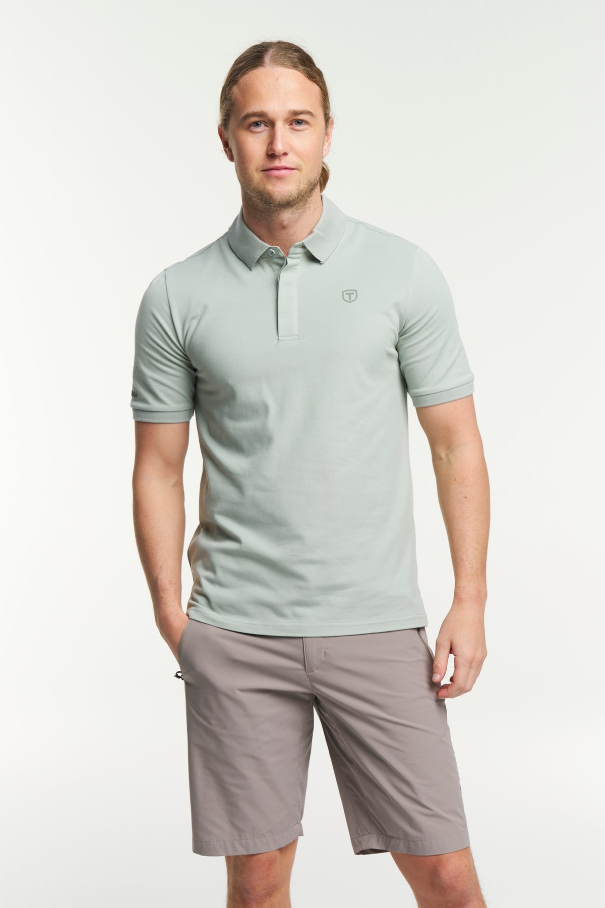 Tenson TXlite Blend Polo Men Graugrün, Vorderansicht