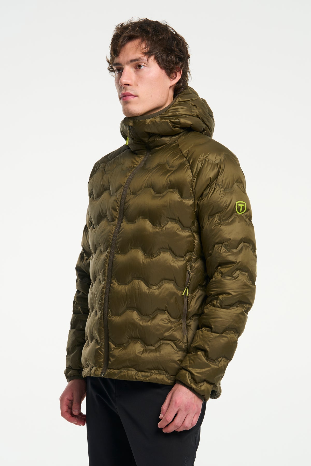 Tenson Miyabi Hood Down Jacket Men Dunkelolivgrün, Produktansicht