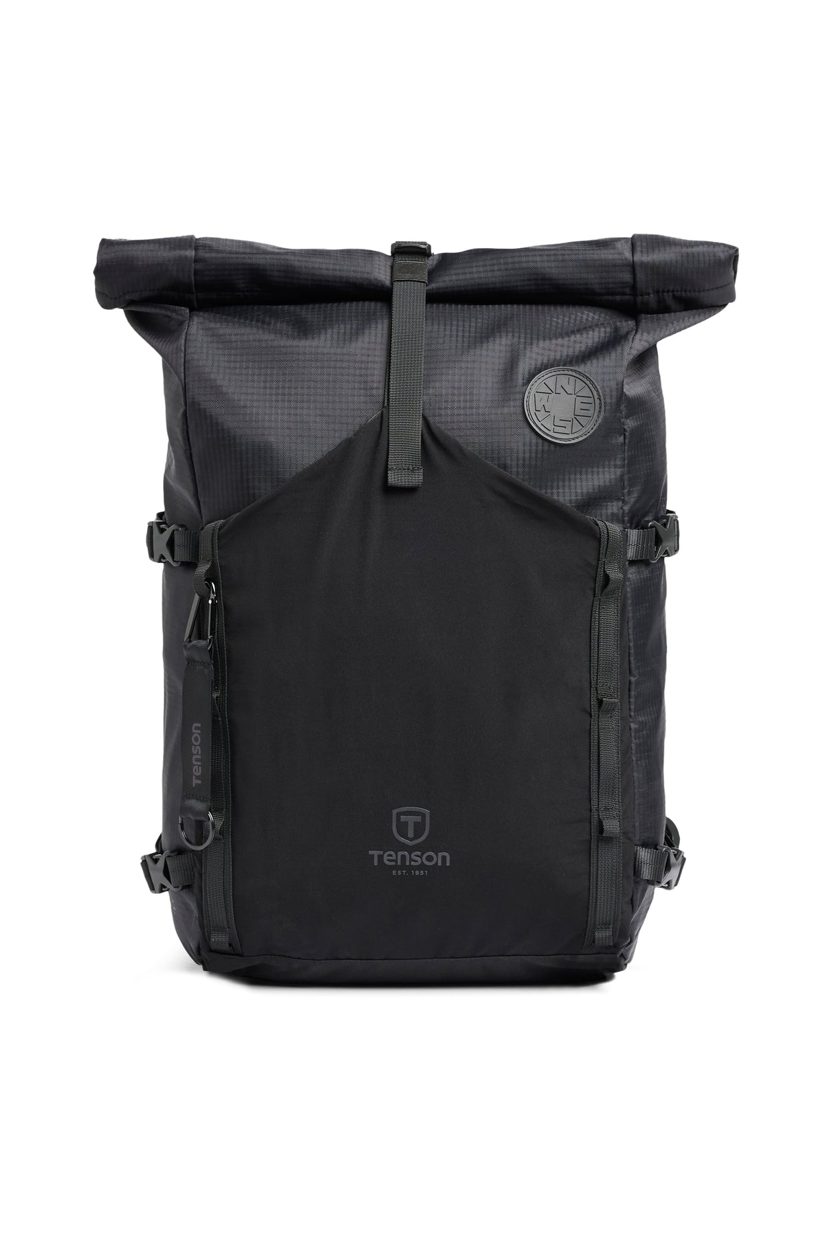 Tenson Camper Roll-Top Backpack 20/29 L Schwarz, Vorderansicht