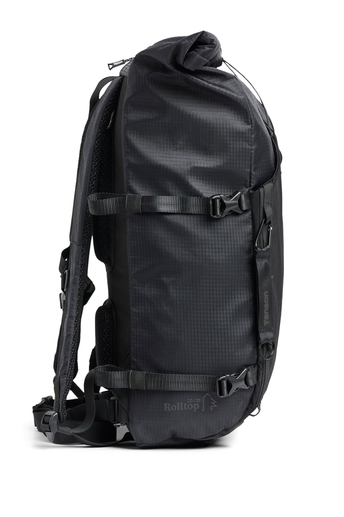 Tenson Camper Roll-Top Backpack 20/29 L Schwarz, Seitenansicht links