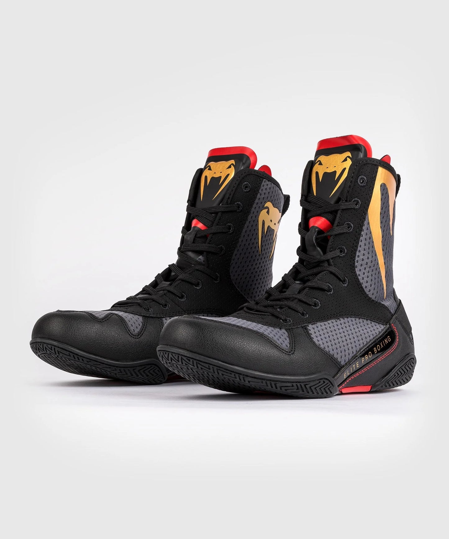 Venum Elite Boxing Shoes - Storm Grey/Gold
