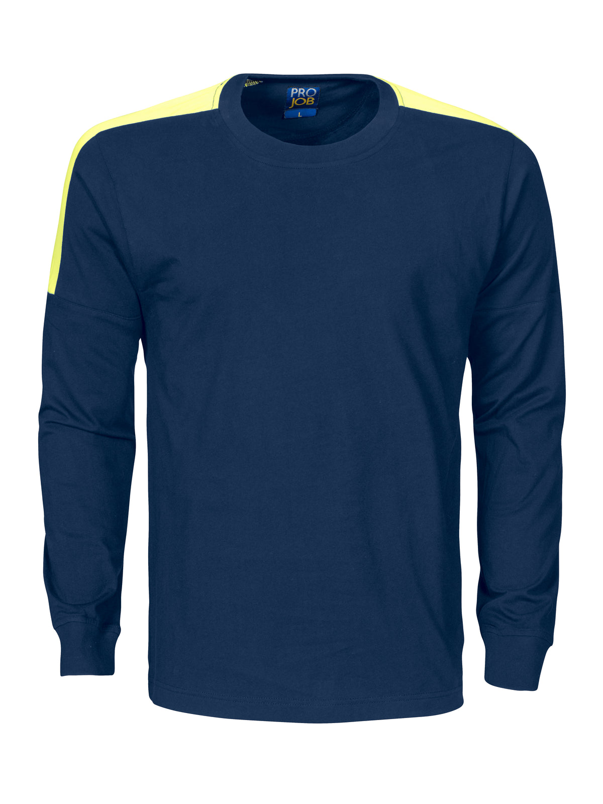 ProJob 2020 Langarm T-Shirt Marine/Gelb, Vorderansicht