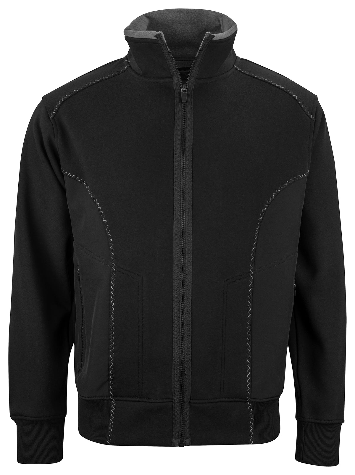 ProJob 2121 Sweatshirt Jacke mit Kontrast Reissverschluss Schwarz, Vorderansicht