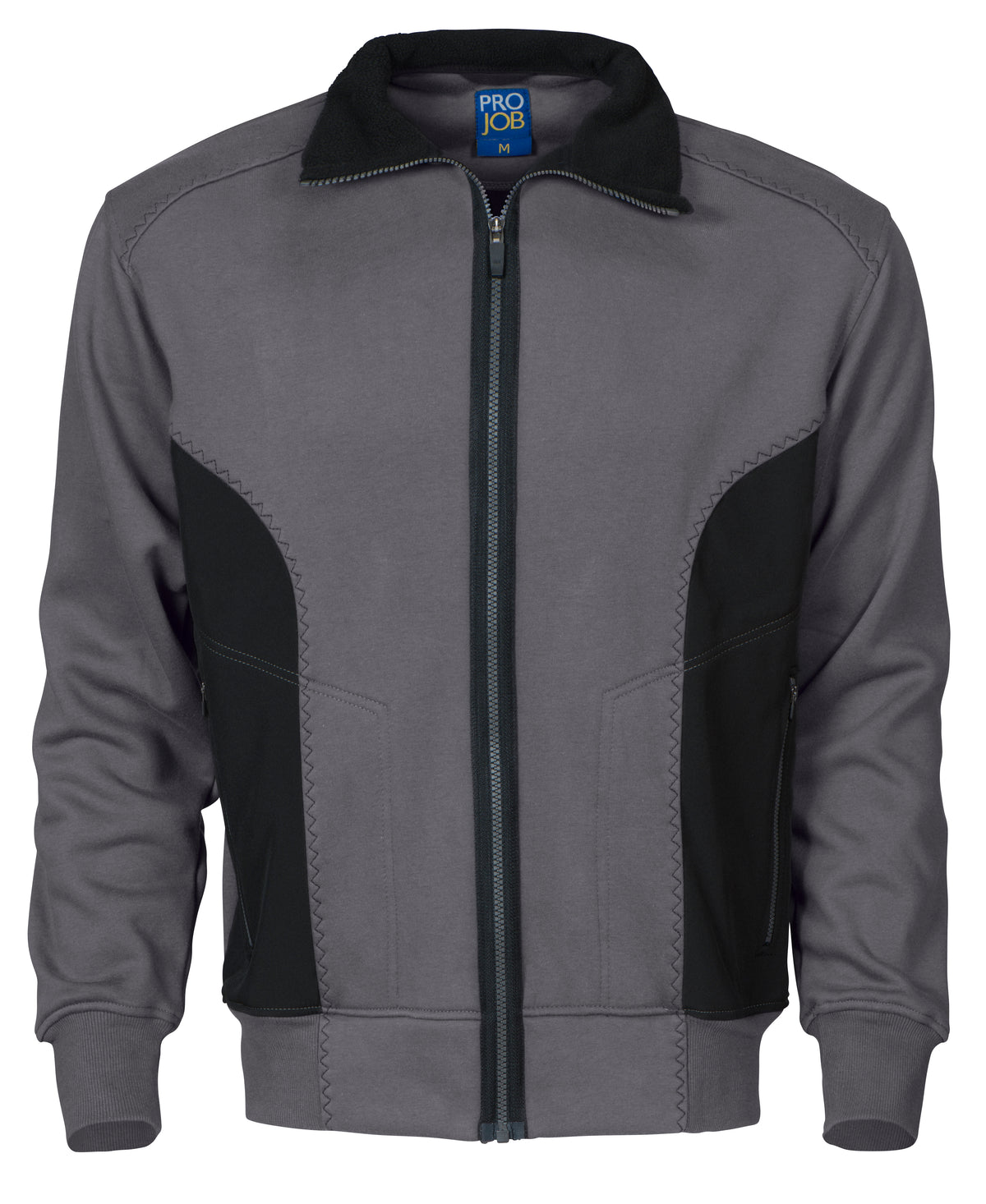 ProJob 2121 Sweatshirt Jacke mit Kontrast Reissverschluss Grau, Vorderansicht