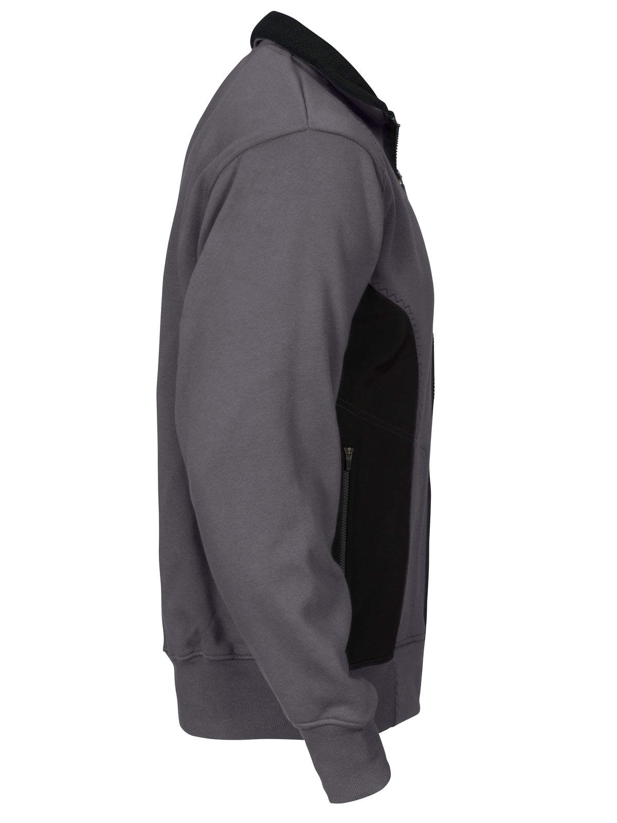 ProJob 2121 Sweatshirt Jacke mit Kontrast Reissverschluss Grau, Seitenansicht rechts