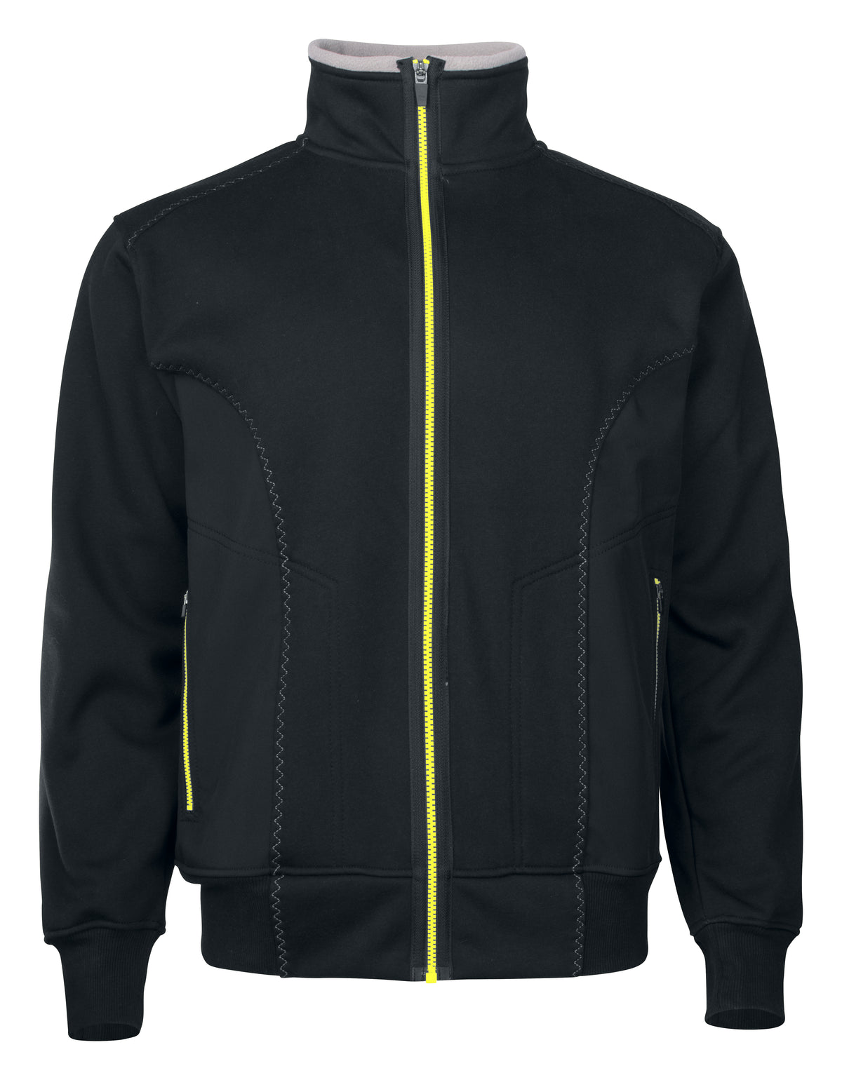 ProJob 2121 Sweatshirt Jacke mit Kontrast Reissverschluss Schwarz, Vorderansicht
